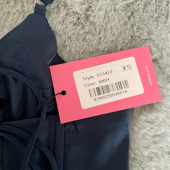 NWT Edikted Kelsey Navy Satin Corset Top - XS - Picture 5 of 5